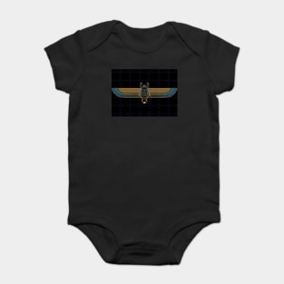 Gold & Blue Egyptian Scarab Mask Baby Bodysuit